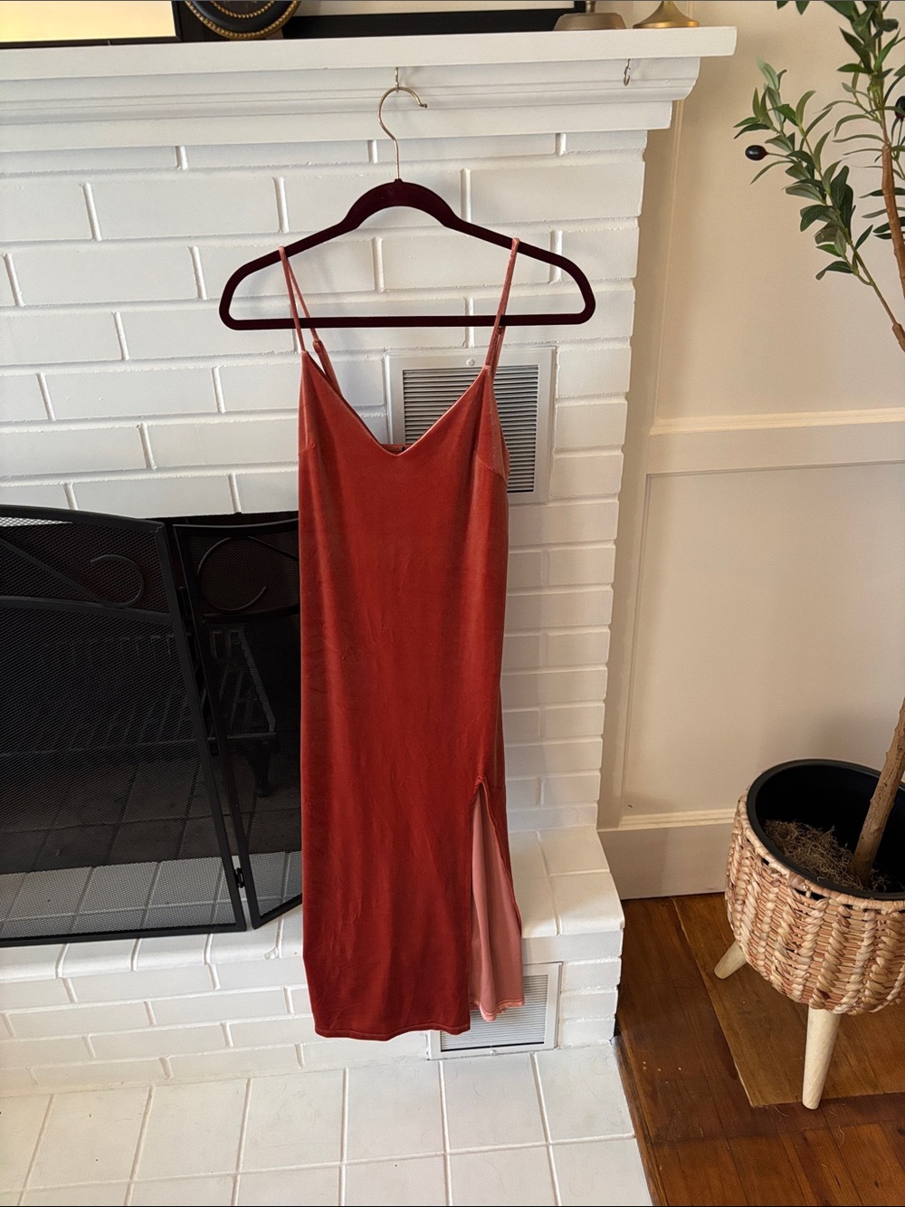 Forever 21 Rust Slip Midi Dress with Side Slit